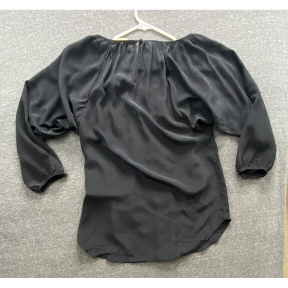 Rebecca Taylor Top Blouse Womens 2 Small Black Metallic Beading Silk Evening - Picture 10 of 13